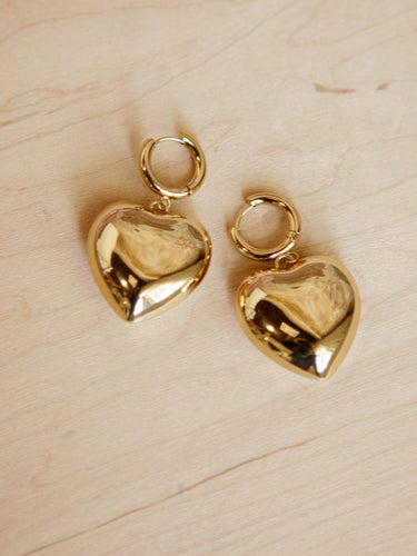 Molly Green - Genovia Puffed Heart Earrings - Jewelry