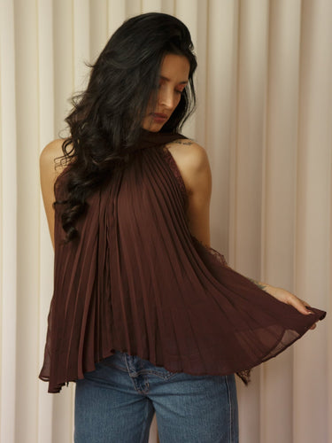 Molly Green - Mylena Pleat High Neck - Dressy_Tops