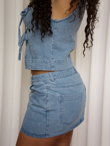 Molly Green - Risa Heart Denim Skirt - Skirts