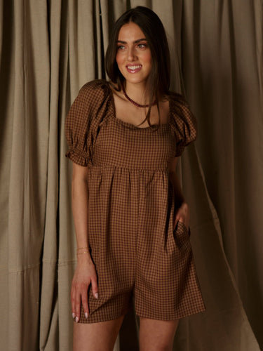 Molly Green - Zora Checkered Romper - Rompers _ Jumpsuits
