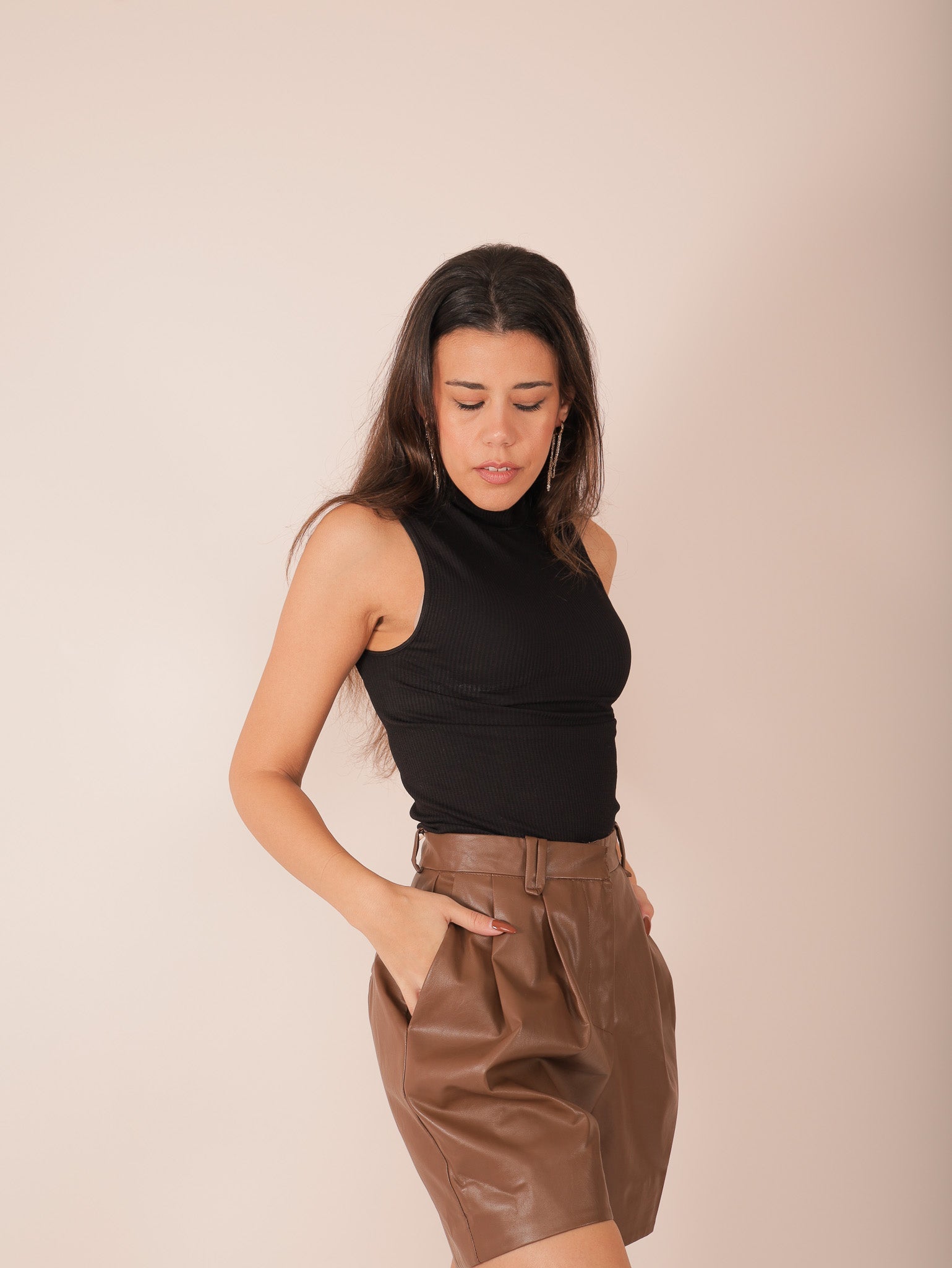 Heather Leather Shorts - Molly Green