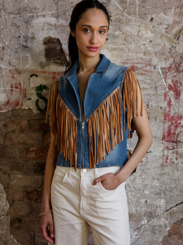 Micah Denim Fringe Vest