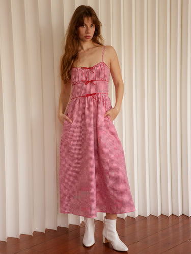 Athena Checkered Midi Dress