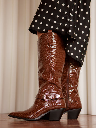Fine Line Buckle Boots