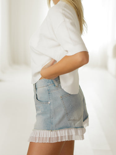 April Ruffle Denim Shorts