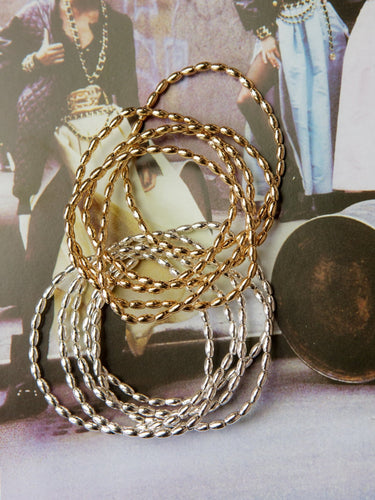 Molly Green - Caitlin Rice Bead Metal Bracelets - Jewelry