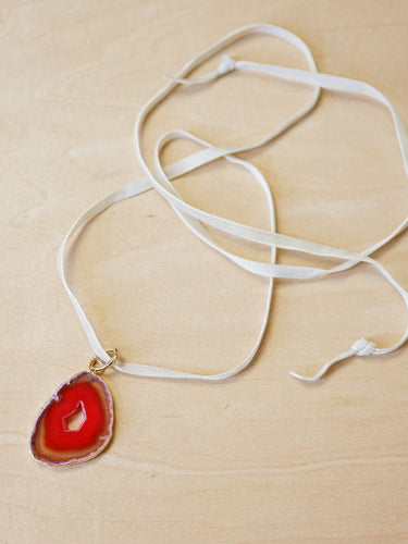 Molly Green - Jenny Agate Slice Pendant Choker - Jewelry