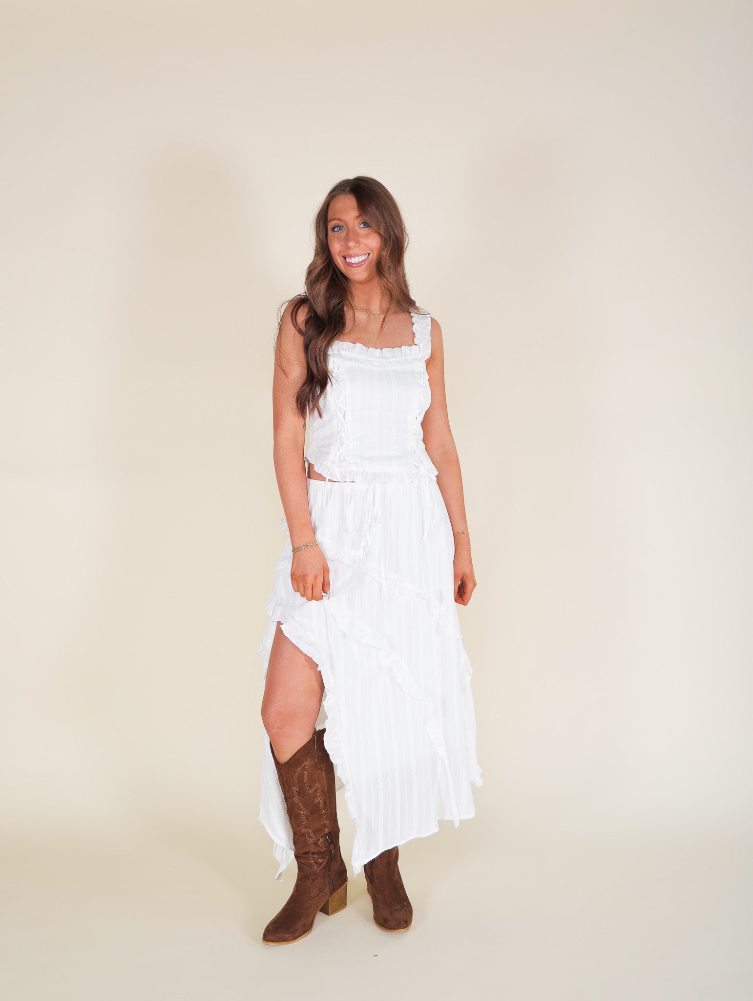 Tiffany Ruffle Slit Skirt