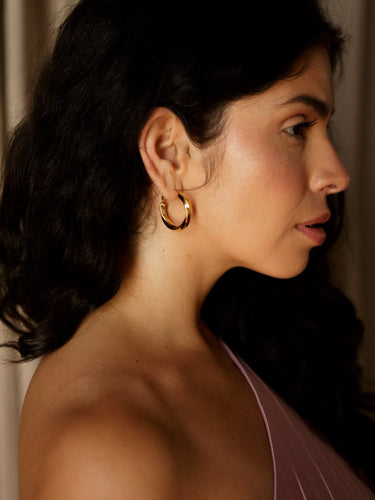 Molly Green - Vanessa Medium Twist Hoops - Jewelry