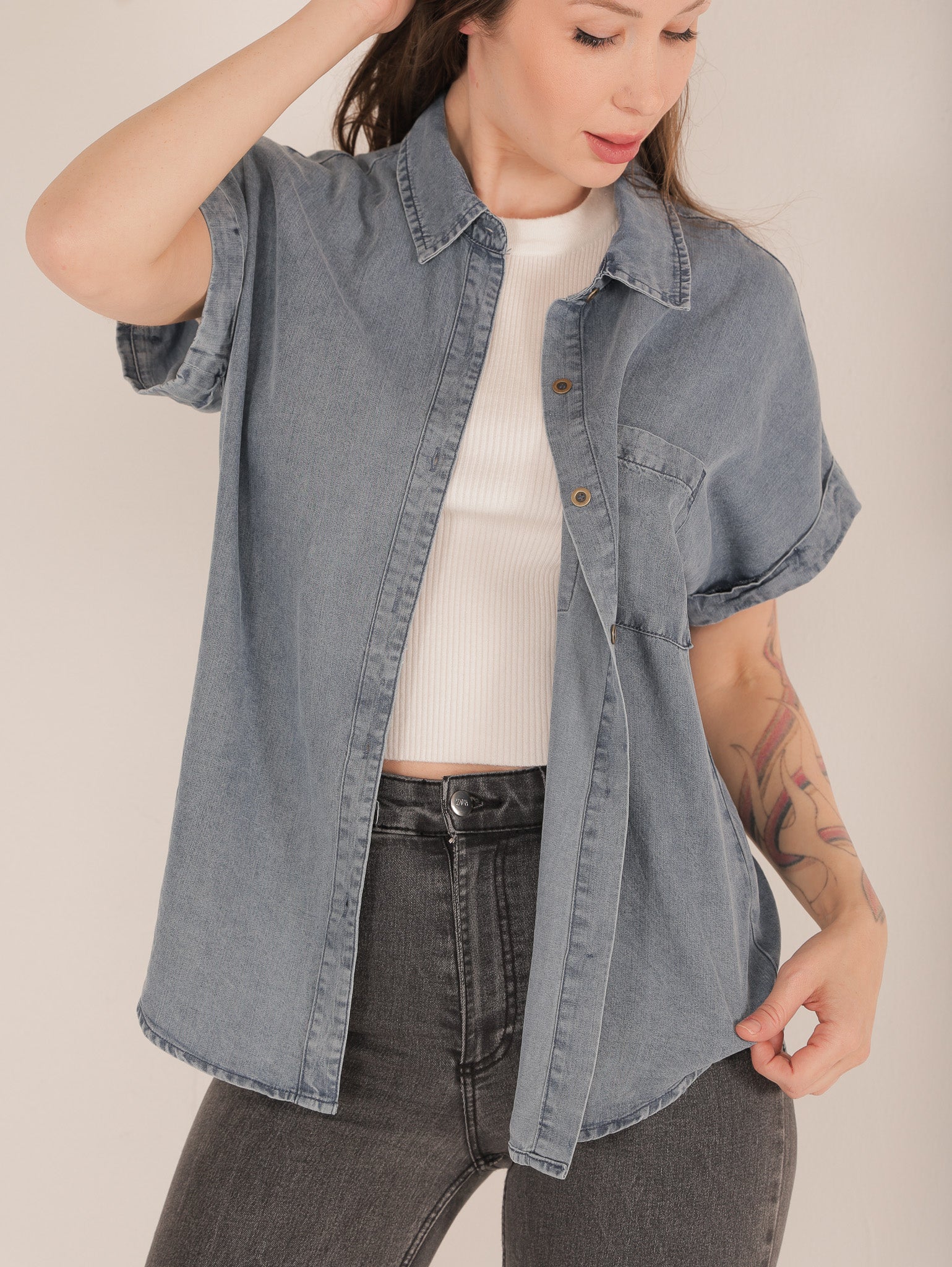 Molly Green - Gale Denim Button Down - Casual_Tops