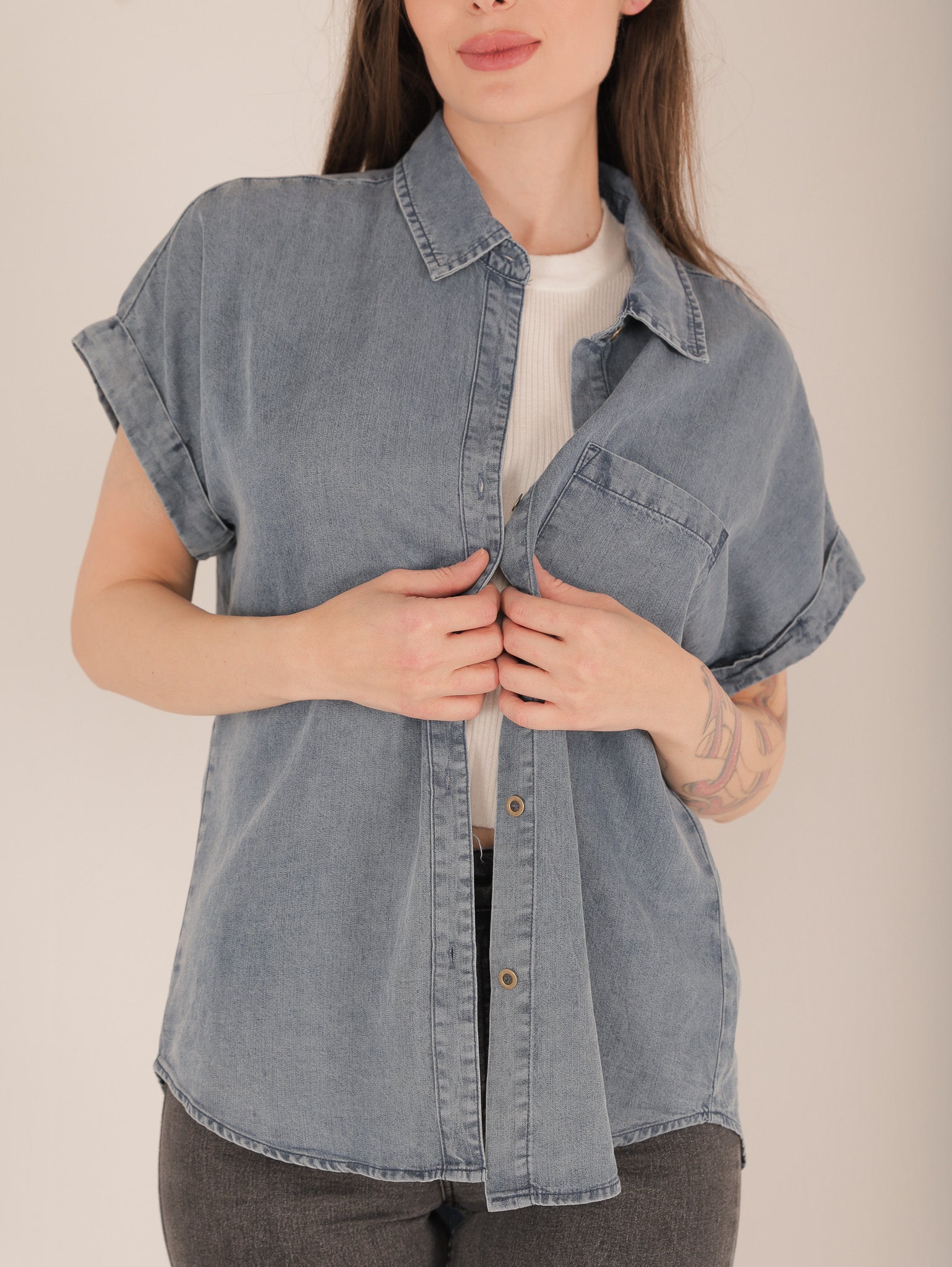 Molly Green - Gale Denim Button Down - Casual_Tops