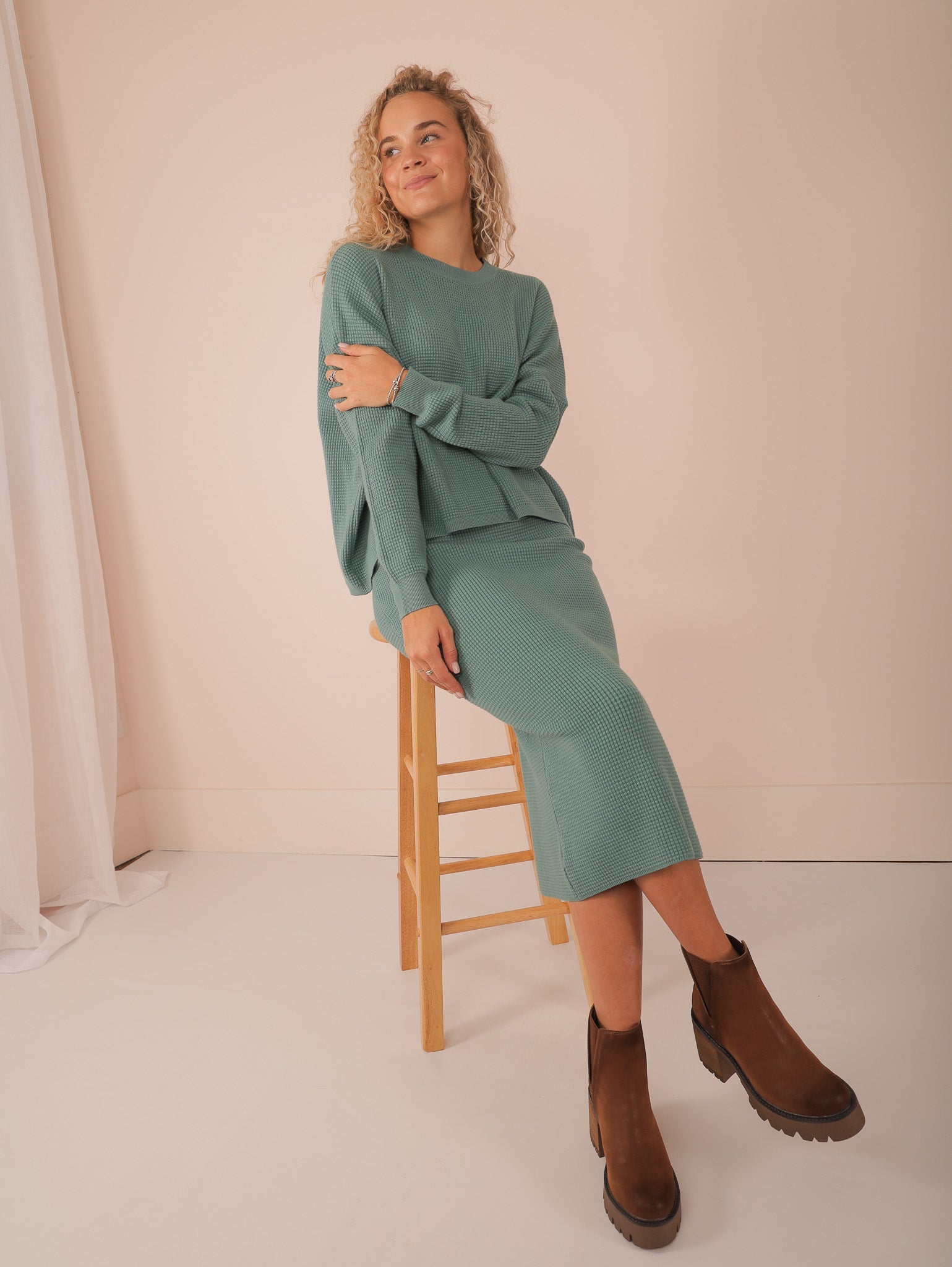 Molly Green - Imogen Waffle Knit Sweater - Sweaters_Cardigans