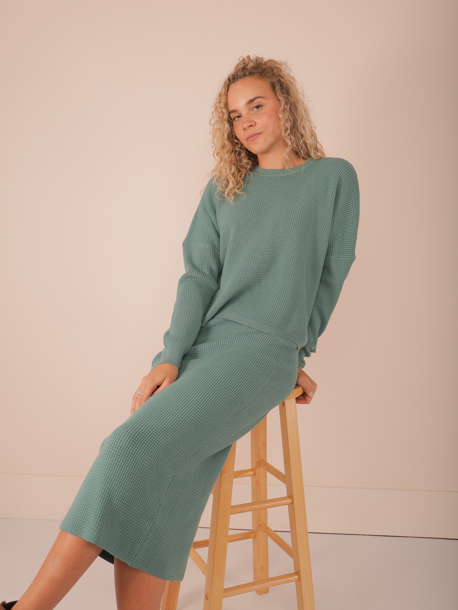 Molly Green - Imogen Waffle Knit Sweater - Sweaters_Cardigans