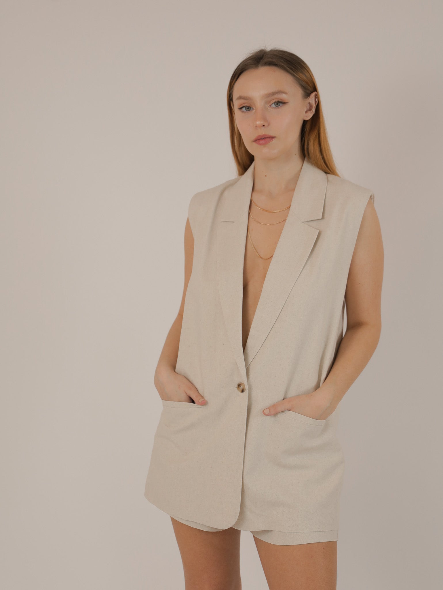 Molly Green - Lily Linen Vest - Outerwear