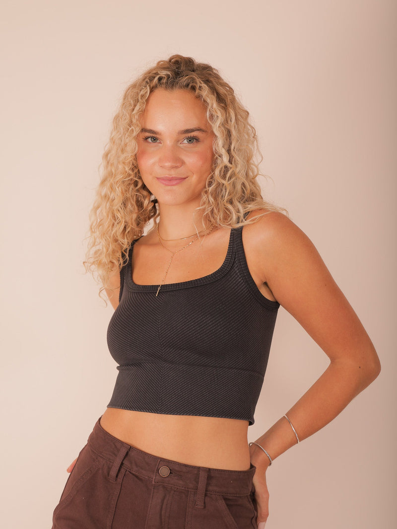 Molly Green - Ray Ribbed Crop Top - basic_tops