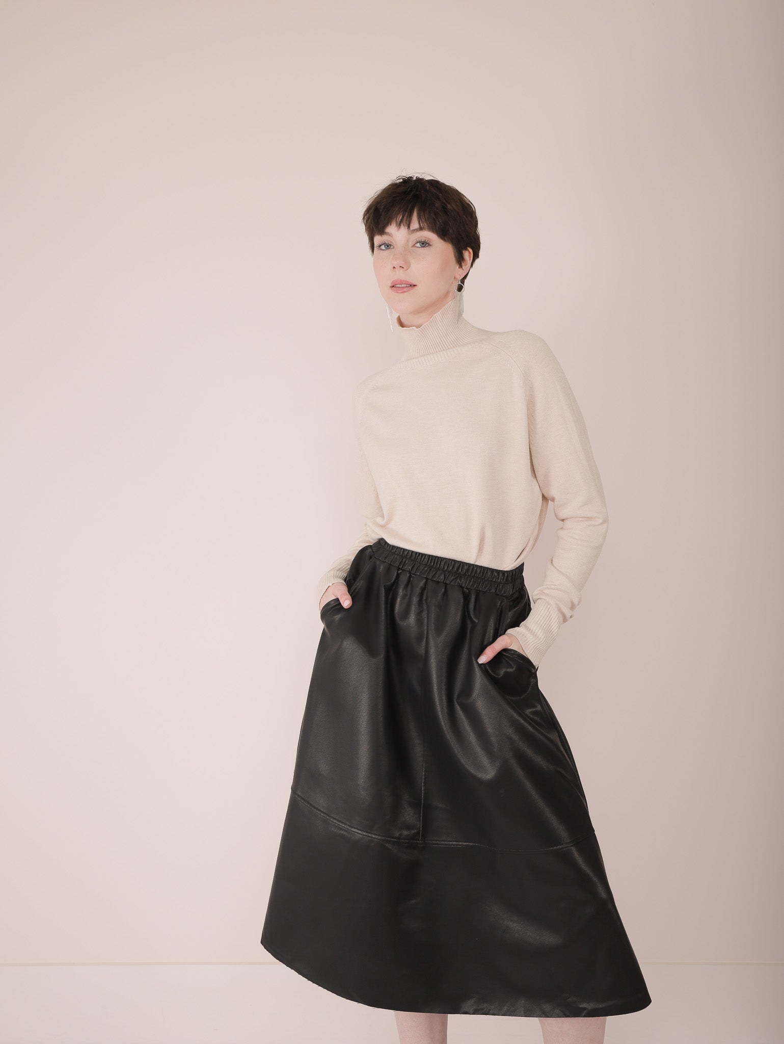 Molly Green - Remi Leather Midi Skirt - Skirts
