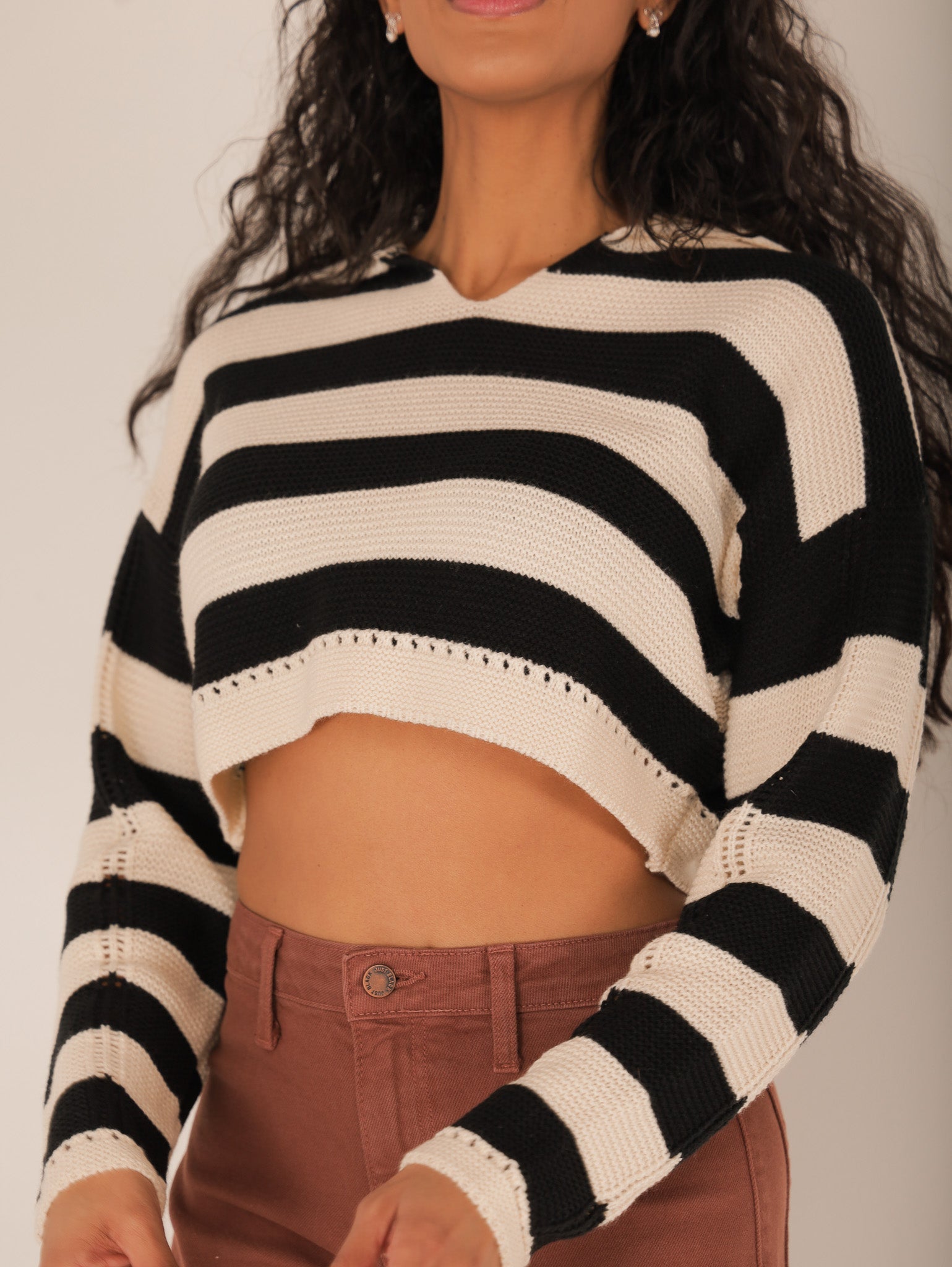 Molly Green - Tory Striped Crop Sweater - Sweaters_Cardigans